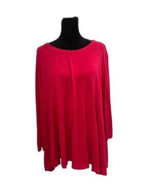 Kim & Cami 3X Fuchsia Pink Long Sleeve Button Back Tunic Top